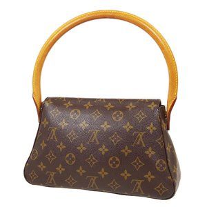 LOUIS VUITTON Loop Monogram Canvas Baguette Bag Brown